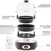 Elite Gourmet EGC700CW# Rapid Egg Cooker, 7 Easy-To-Peel, Hard, Medium, Soft Boiled Eggs, Poacher, Omelet Maker, Auto Shut-Off, Alarm, 16-Recipe Booklet, BPA-Free, Snow(Charcoal Grey)