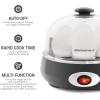 Elite Gourmet EGC700CW# Rapid Egg Cooker, 7 Easy-To-Peel, Hard, Medium, Soft Boiled Eggs, Poacher, Omelet Maker, Auto Shut-Off, Alarm, 16-Recipe Booklet, BPA-Free, Snow(Charcoal Grey)