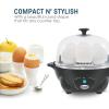 Elite Gourmet EGC700DKG# Rapid Egg Cooker, 7 Easy-To-Peel, Hard, Medium, Soft Boiled Eggs, Poacher, Omelet Maker, Auto Shut-Off, Alarm, 16-Recipe Booklet, BPA-Free, Shadow(Shadow)