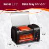 Elite Gourmet EHD-051B Hot Dog Toaster Oven, 30-Min Timer, Stainless Steel Heat Rollers Bake & Crumb Tray, World Series Baseball, 4 Bun Capacity, Black(2021 Model)