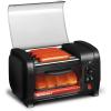 Elite Gourmet EHD-051B Hot Dog Toaster Oven, 30-Min Timer, Stainless Steel Heat Rollers Bake & Crumb Tray, World Series Baseball, 4 Bun Capacity, Black(2021 Model)