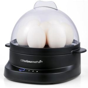 Elite Gourmet 7-Egg Electric Egg Cooker with Voice Alerts – Soft, Medium & Hard-Boiled Eggs Made Perfectly – Fast, No-Monitoring Breakfast Cooker, Auto Shut-Off
