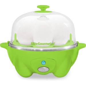 Elite Gourmet EGC1405M 2-Tiered Rapid Egg Cooker, 5-Egg Poacher, Omelets, Soft, Medium, Hard-Boiled Eggs with Auto Shut-Off and Buzzer, BPA Free, 14 eggs, Mint(Lime Green)