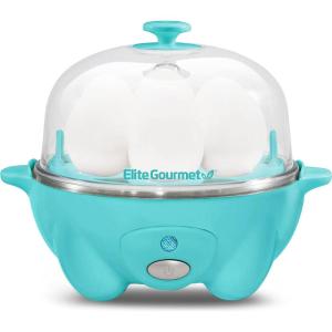 Elite Gourmet EGC1405M 2-Tiered Rapid Egg Cooker, 5-Egg Poacher, Omelets, Soft, Medium, Hard-Boiled Eggs with Auto Shut-Off and Buzzer, BPA Free, 14 eggs, Mint(Teal)
