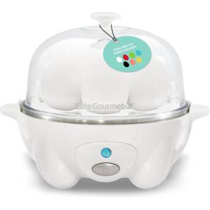 Elite Gourmet EGC1405M 2-Tiered Rapid Egg Cooker, 5-Egg Poacher, Omelets, Soft, Medium, Hard-Boiled Eggs with Auto Shut-Off and Buzzer, BPA Free, 14 eggs, Mint(White)