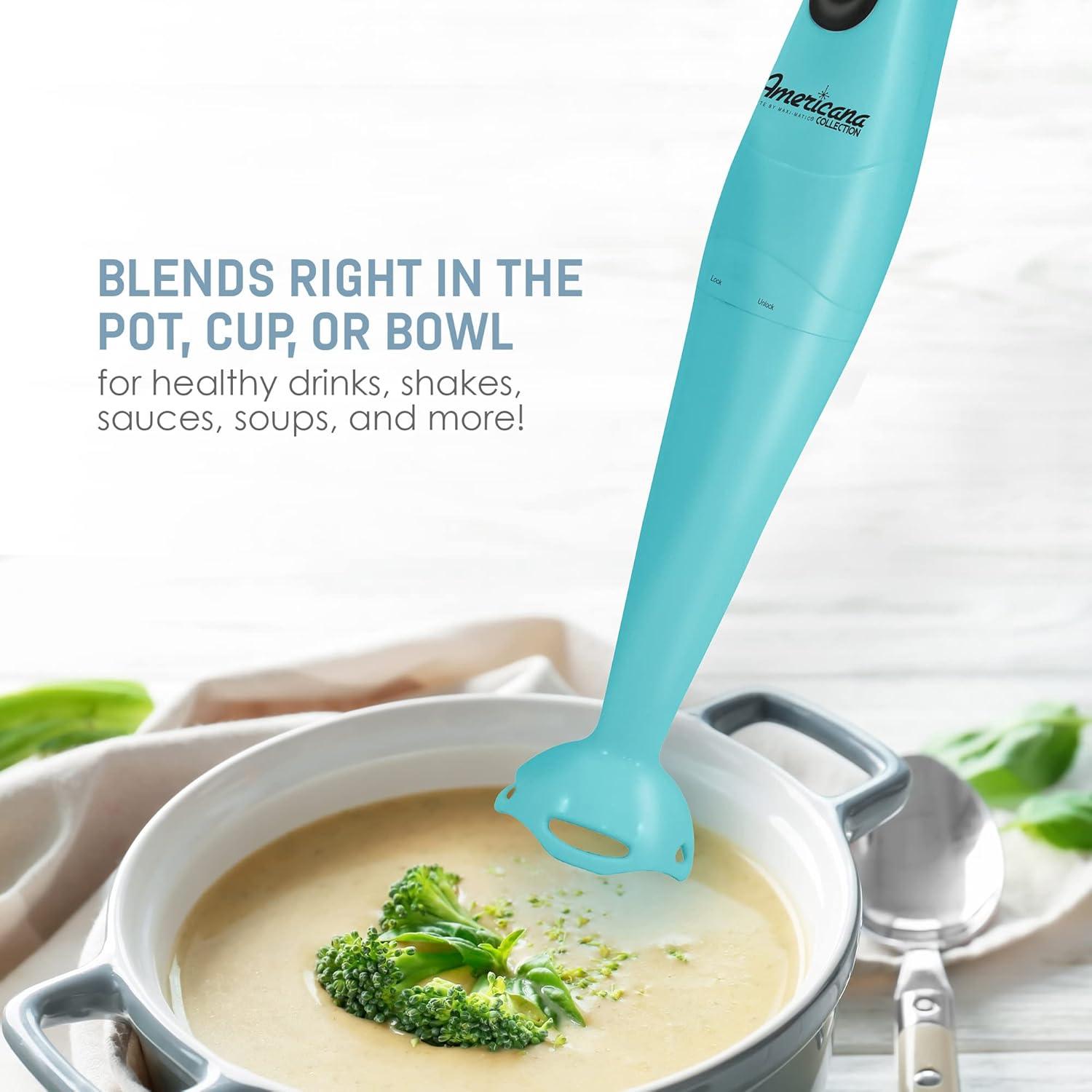 imageElite Gourmet EHB2425B Electric Immersion Mixer Chopper 1Touch Control Hand Blender 150 Watts BlackAqua
