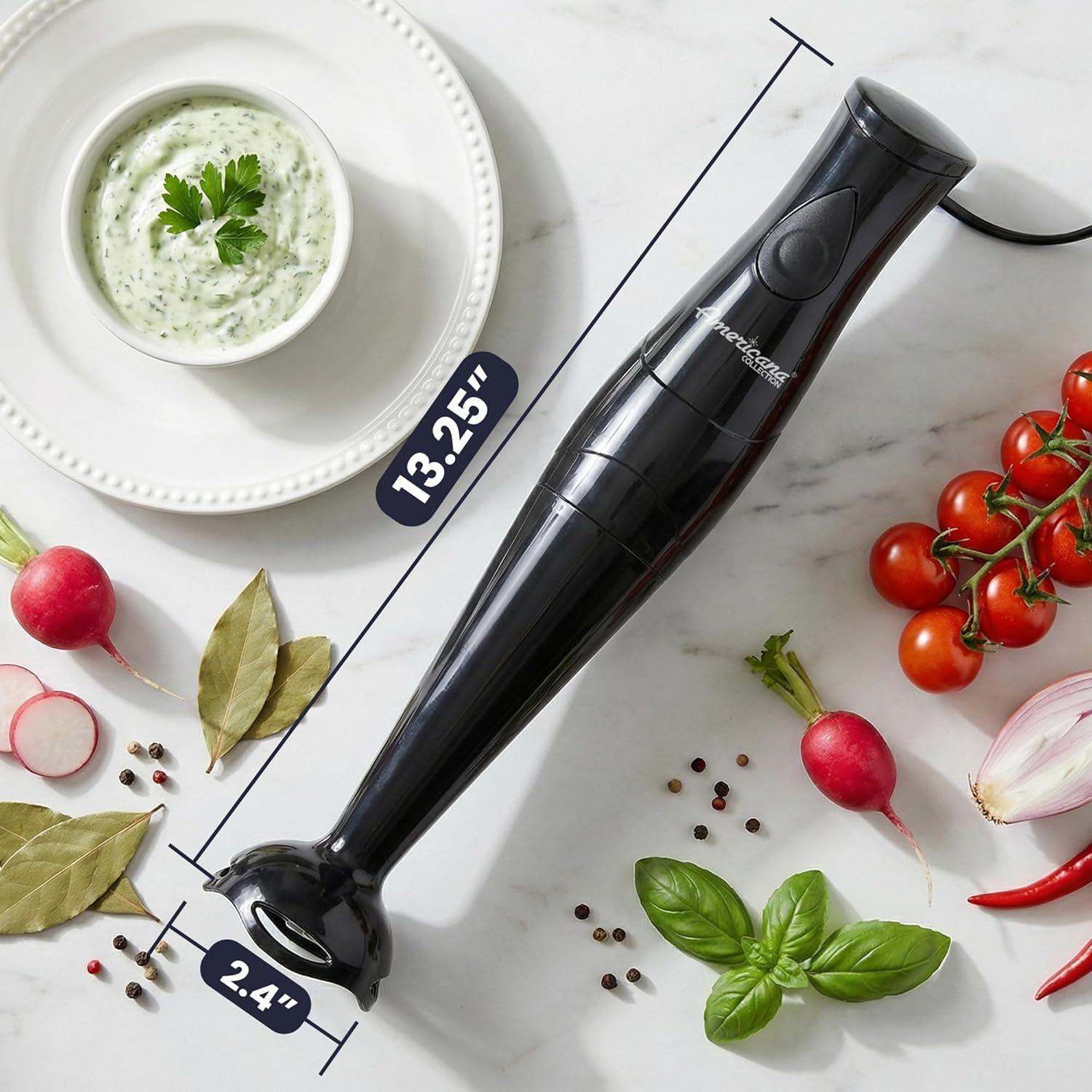 imageElite Gourmet EHB2425B Electric Immersion Mixer Chopper 1Touch Control Hand Blender 150 Watts BlackBlack