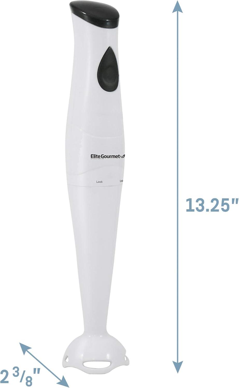 imageElite Gourmet EHB2425B Electric Immersion Mixer Chopper 1Touch Control Hand Blender 150 Watts BlackWhite