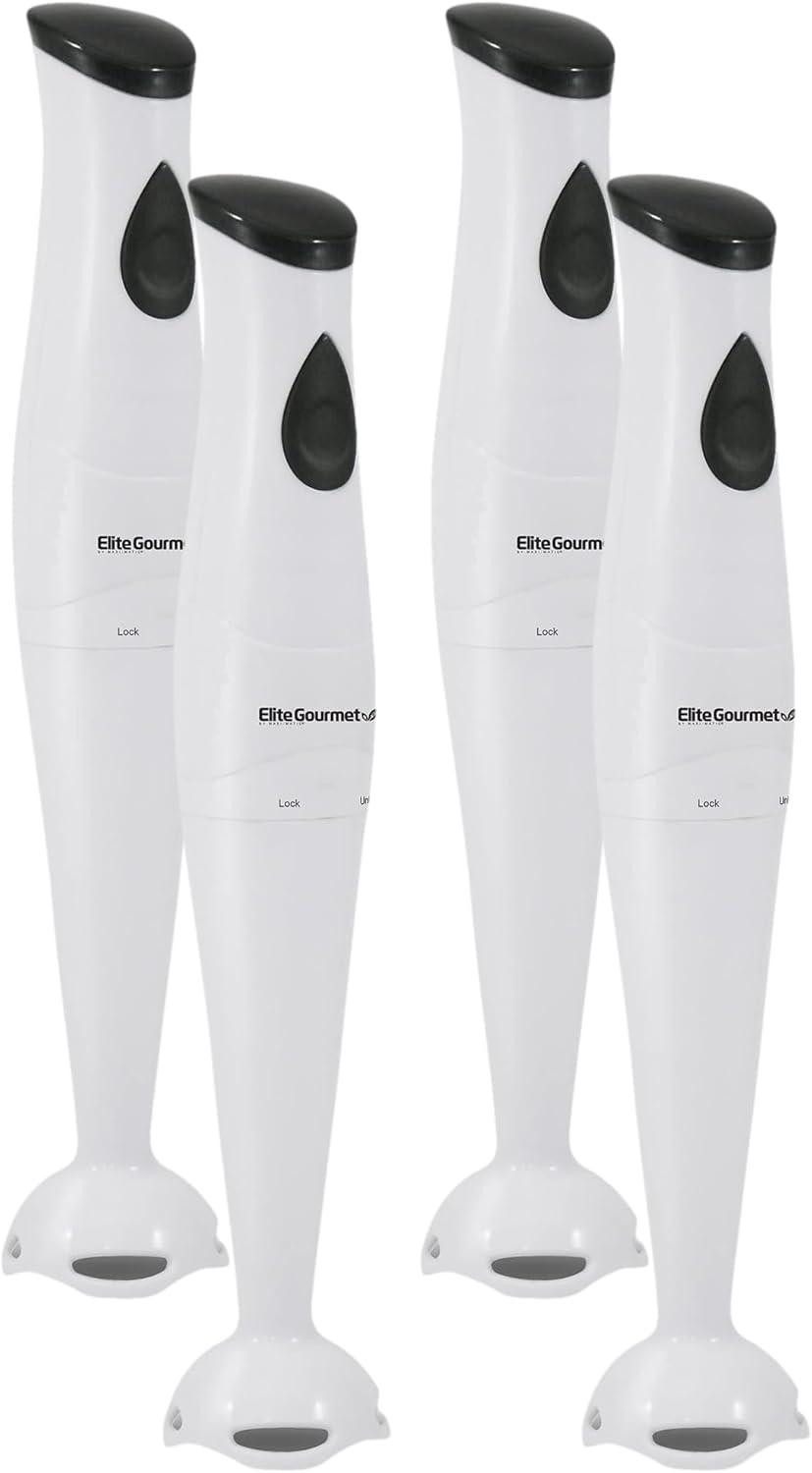 imageElite Gourmet EHB2425B Electric Immersion Mixer Chopper 1Touch Control Hand Blender 150 Watts BlackWhite