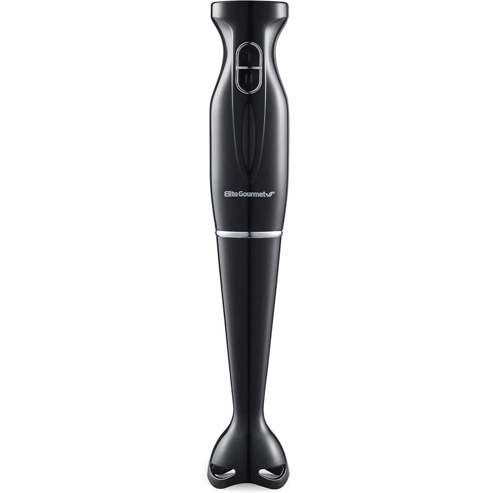 imageElite Gourmet EHB1023 Immersion Hand Blender 300 Watts 2 Speed Mixing with Detachable Blades Detachable Wand Stick Mixer Smoothies Baby Food Soup BlackBlack