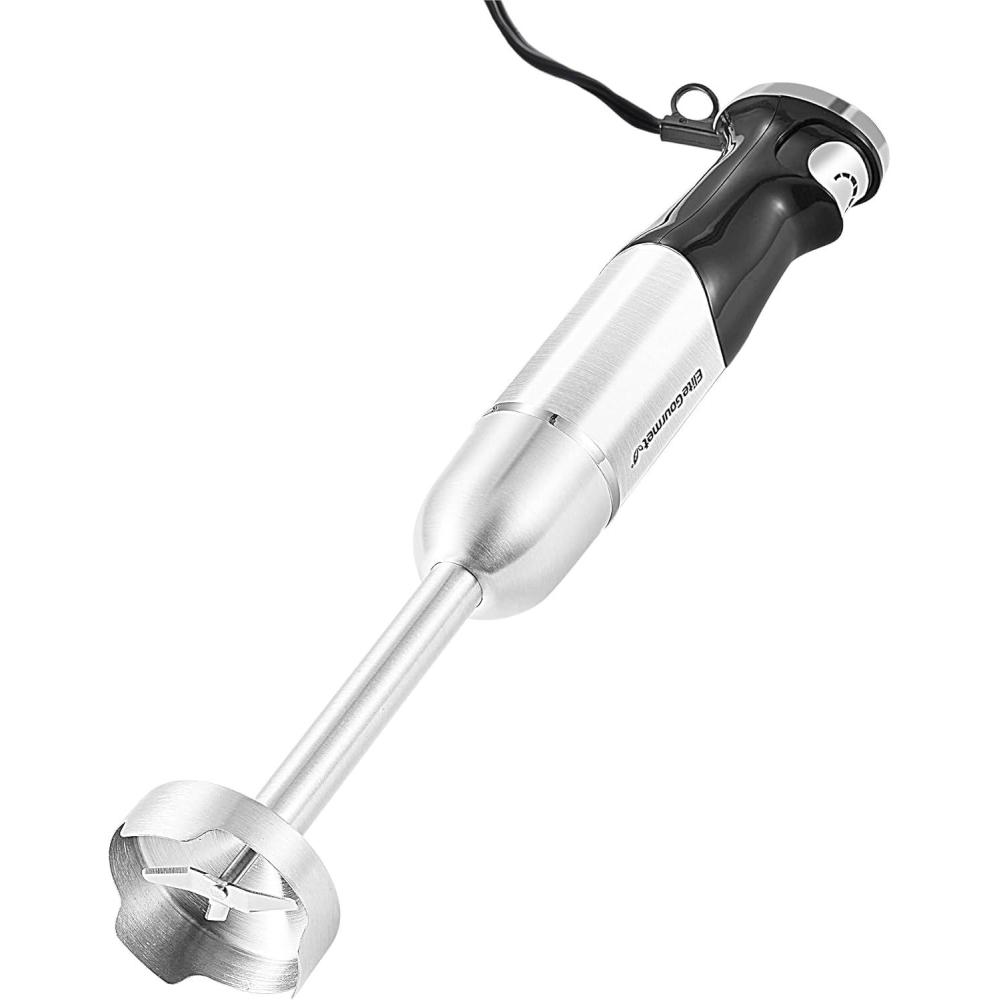 imageElite Gourmet EHB1023 Immersion Hand Blender 300 Watts 2 Speed Mixing with Detachable Blades Detachable Wand Stick Mixer Smoothies Baby Food Soup BlackStainless Steel Black