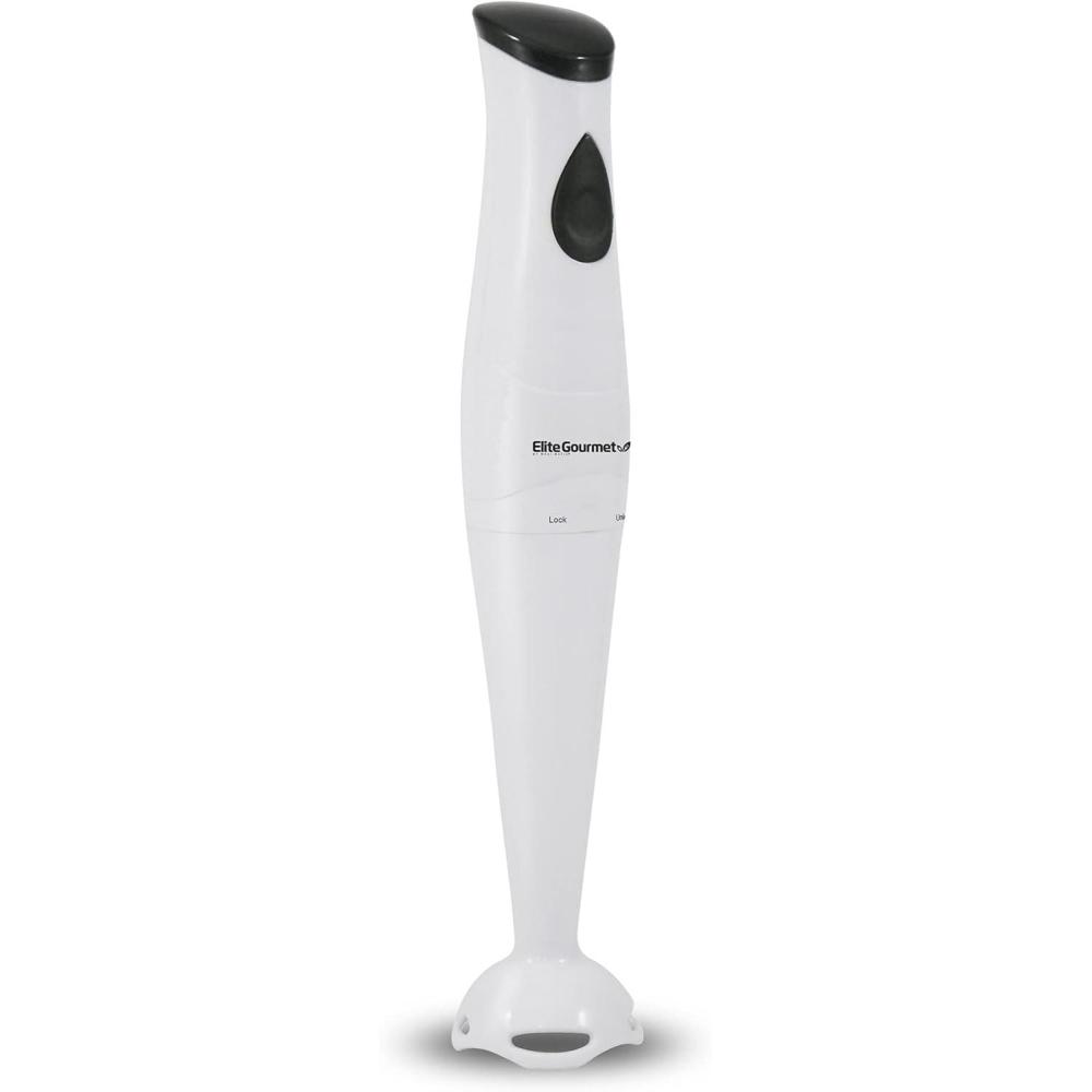 imageElite Gourmet EHB2425B Electric Immersion Mixer Chopper 1Touch Control Hand Blender 150 Watts BlackWhite