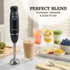 Elite Gourmet EHB1015 Immersion Hand Blender 500 Watts 2 Speed Mixing with Stainless Steel Blades, Detachable Wand Stick Mixer, Smoothies, Baby Food, Soup, Black(Black/Stainless Steel)
