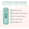 Elite Gourmet EHB1023 Immersion Hand Blender 300 Watts 2 Speed Mixing with Detachable Blades, Detachable Wand Stick Mixer, Smoothies, Baby Food, Soup, Black(Mint)