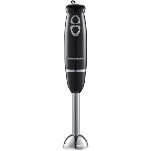 Elite Gourmet EHB1015 Immersion Hand Blender 500 Watts 2 Speed Mixing with Stainless Steel Blades, Detachable Wand Stick Mixer, Smoothies, Baby Food, Soup, Black(Black/Stainless Steel)