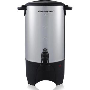 Elite Gourmet CCM-035# Maxi-Matic 30 Cup Stainless Steel Coffee Urn Removable Filter For Easy Cleanup, Two Way Dispenser with Cool-Touch Handles Electric Coffee Maker Urn, Stainless Steel(40 Cup)