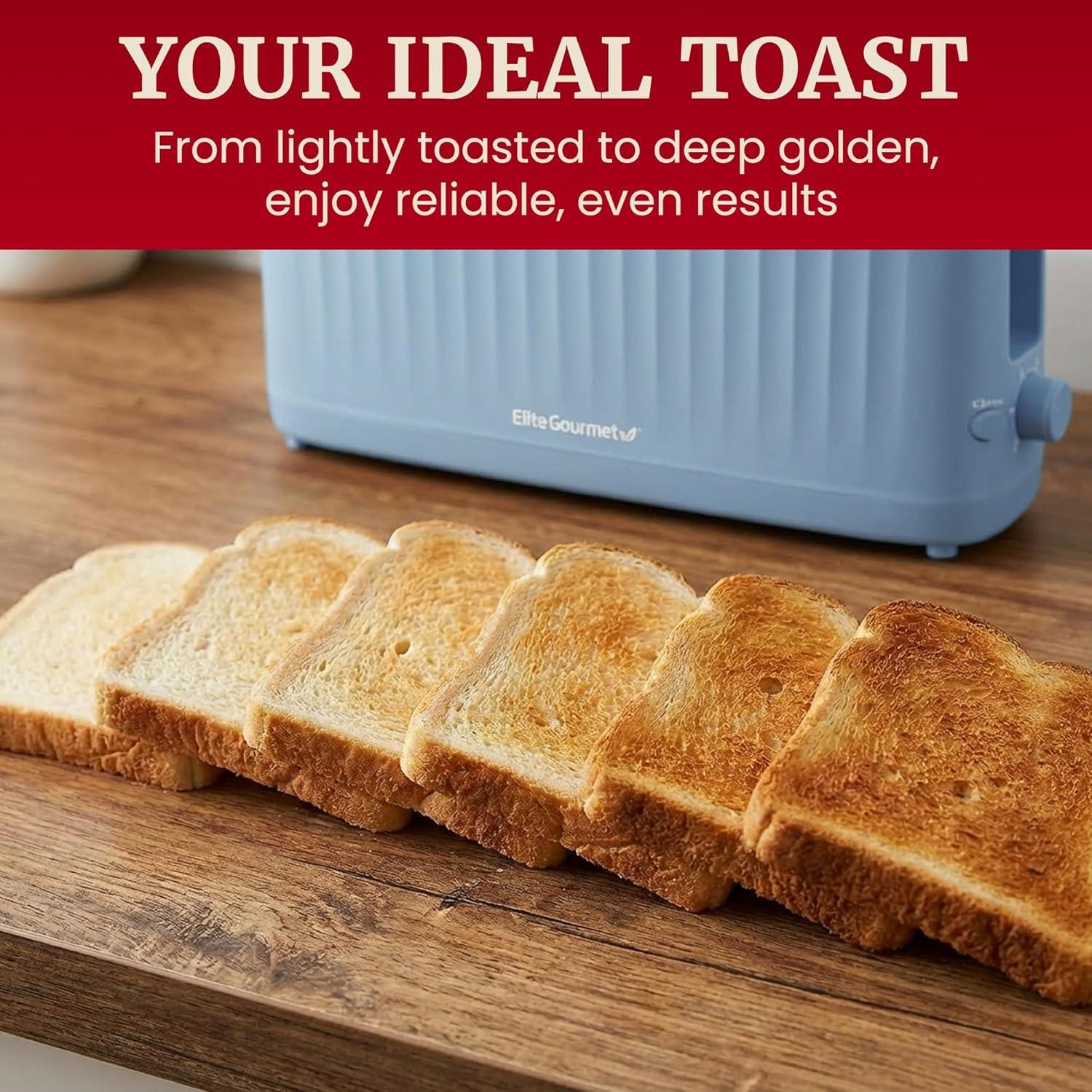imageElite Gourmet ECT2517OX SLIMTOAST 2Slice Long Slot Toaster Cooltouch Body 6 Toast Settings amp Cancel Function Extra Wide 15 Slot Easily Fits Bread English Muffins Bagels amp Waffle Ocean BlueOcean Blue