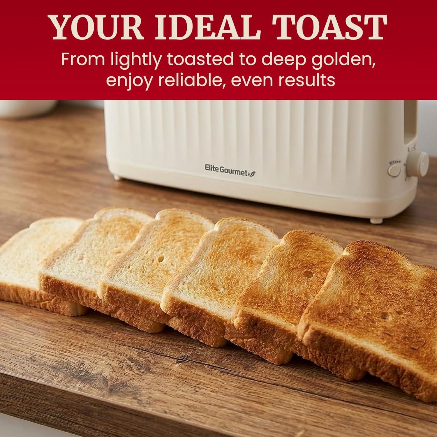 imageElite Gourmet ECT2517OX SLIMTOAST 2Slice Long Slot Toaster Cooltouch Body 6 Toast Settings amp Cancel Function Extra Wide 15 Slot Easily Fits Bread English Muffins Bagels amp Waffle Ocean BlueCremello