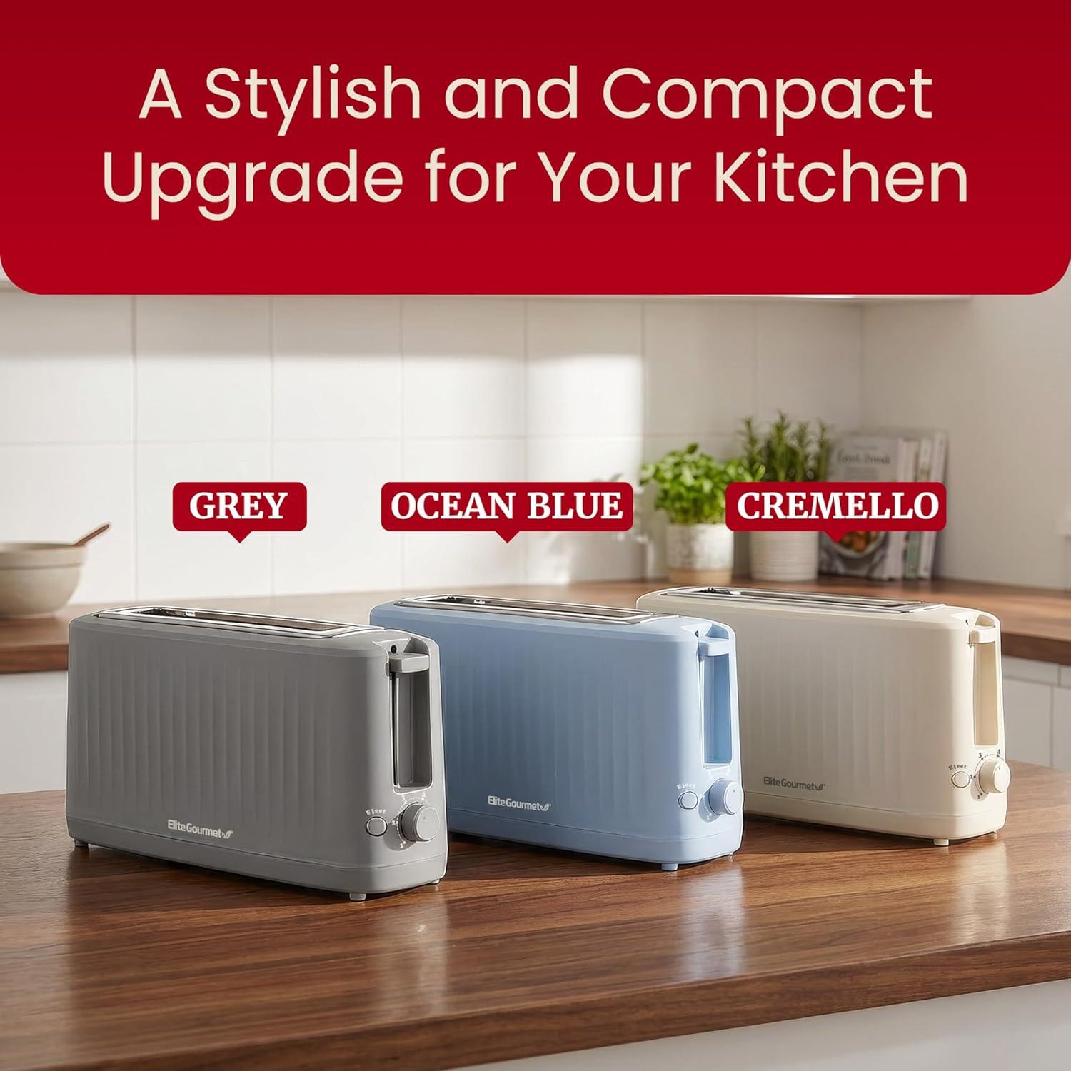 imageElite Gourmet ECT2517OX SLIMTOAST 2Slice Long Slot Toaster Cooltouch Body 6 Toast Settings amp Cancel Function Extra Wide 15 Slot Easily Fits Bread English Muffins Bagels amp Waffle Ocean BlueOcean Blue