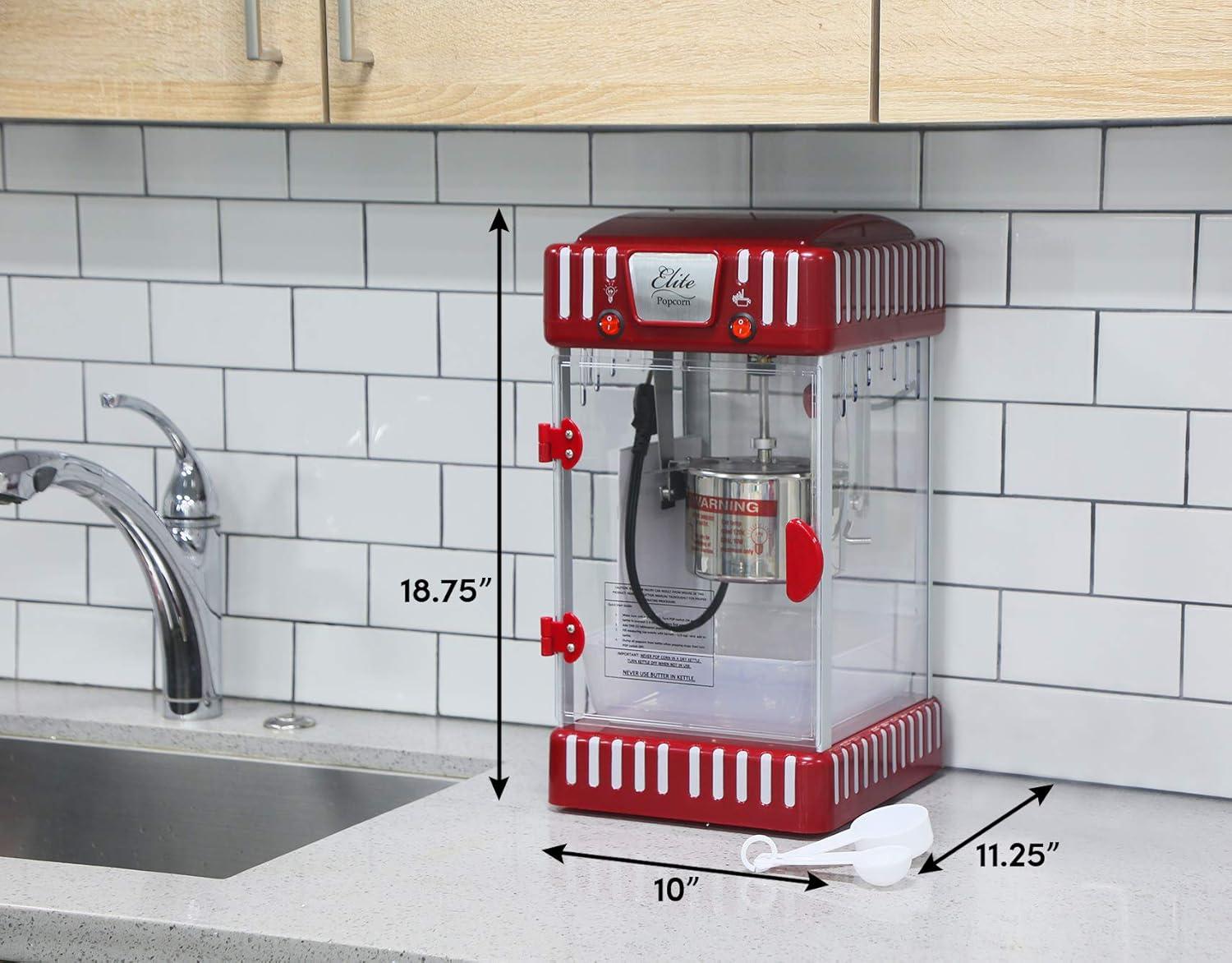 imageElite Gourmet EPM250X MaxiMatic 25 Ounce Classic Carnival Tabletop Kettle Popcorn Popper Machine RetroStyle Movie Hot Buttered Popcorn Red25 oz