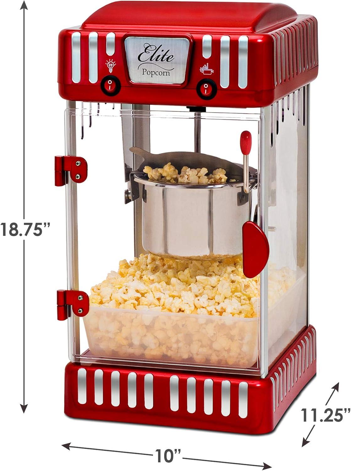 imageElite Gourmet EPM250X MaxiMatic 25 Ounce Classic Carnival Tabletop Kettle Popcorn Popper Machine RetroStyle Movie Hot Buttered Popcorn Red25 oz