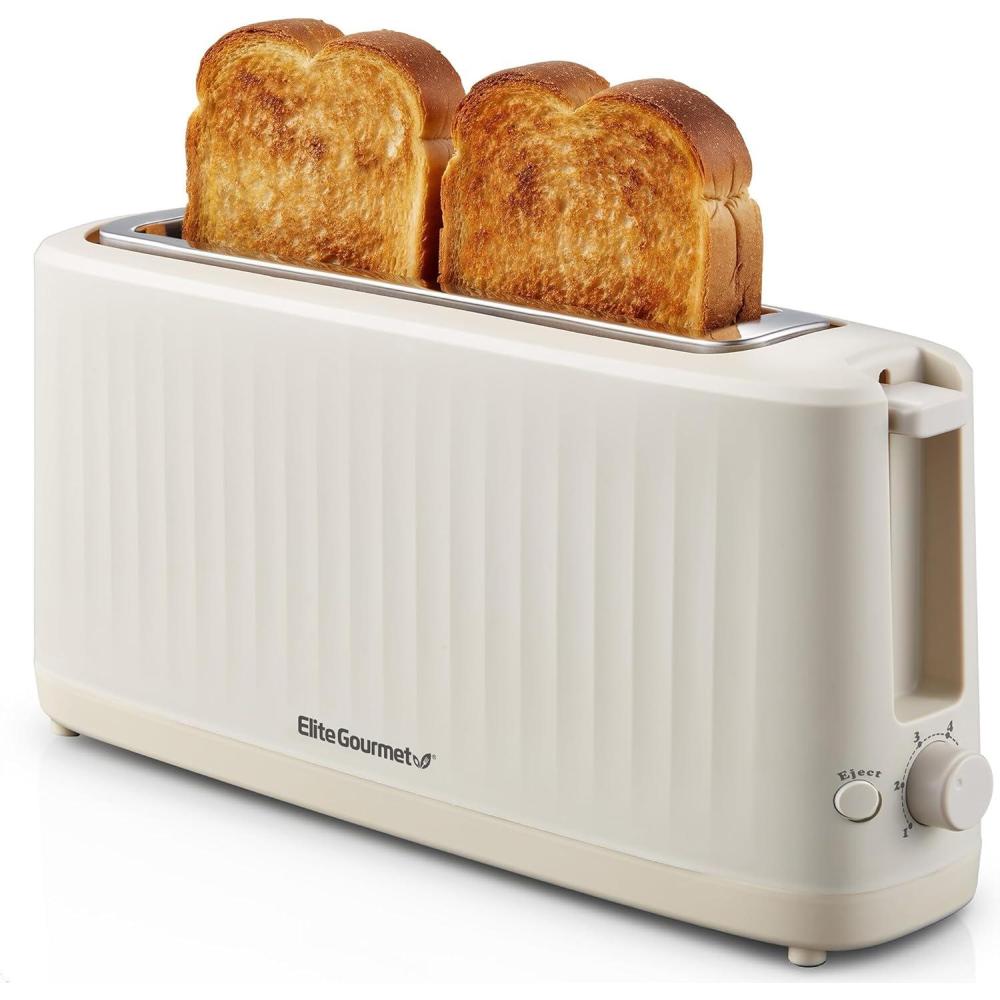 imageElite Gourmet ECT2517OX SLIMTOAST 2Slice Long Slot Toaster Cooltouch Body 6 Toast Settings amp Cancel Function Extra Wide 15 Slot Easily Fits Bread English Muffins Bagels amp Waffle Ocean BlueCremello