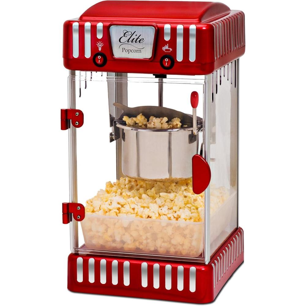 imageElite Gourmet EPM250X MaxiMatic 25 Ounce Classic Carnival Tabletop Kettle Popcorn Popper Machine RetroStyle Movie Hot Buttered Popcorn Red25 oz
